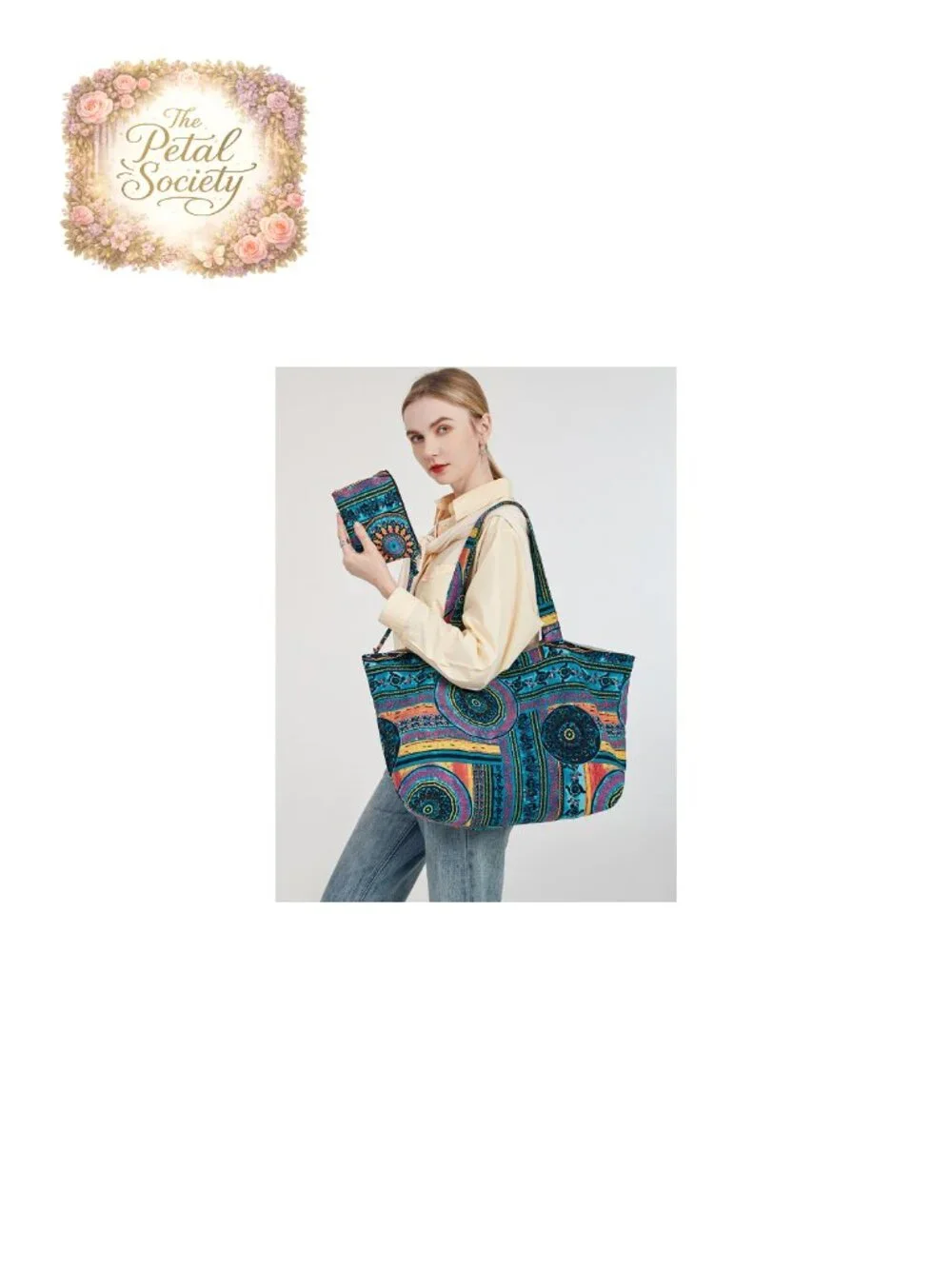Large Canvas Tote Bag Hippie Bohemian Shoulder Bag Travel